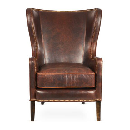 Dempsey Leather Wingback Chair, Bourbon Leather