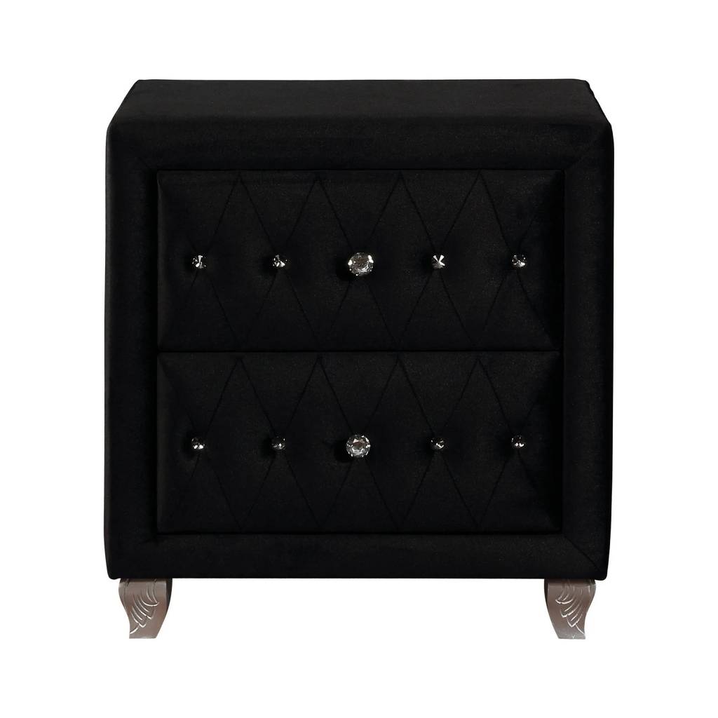 2-Drawer Rectangular Nightstand Black