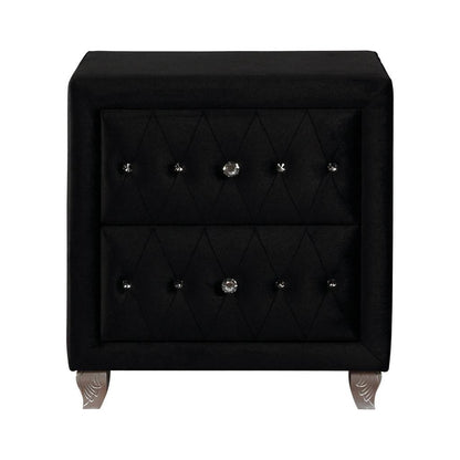 2-Drawer Rectangular Nightstand Black