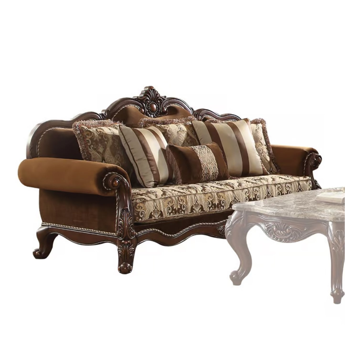 Jardena Cherry Oak Sofa With Pillows