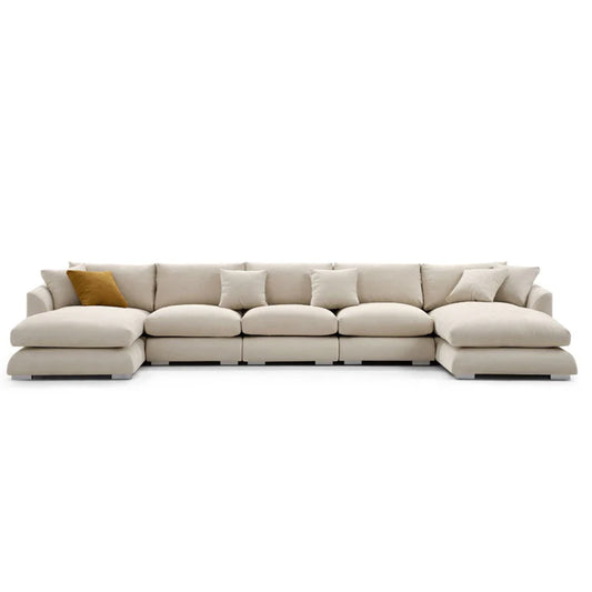 Feathers U-Sectional 5-Pieces Beige (Textured)