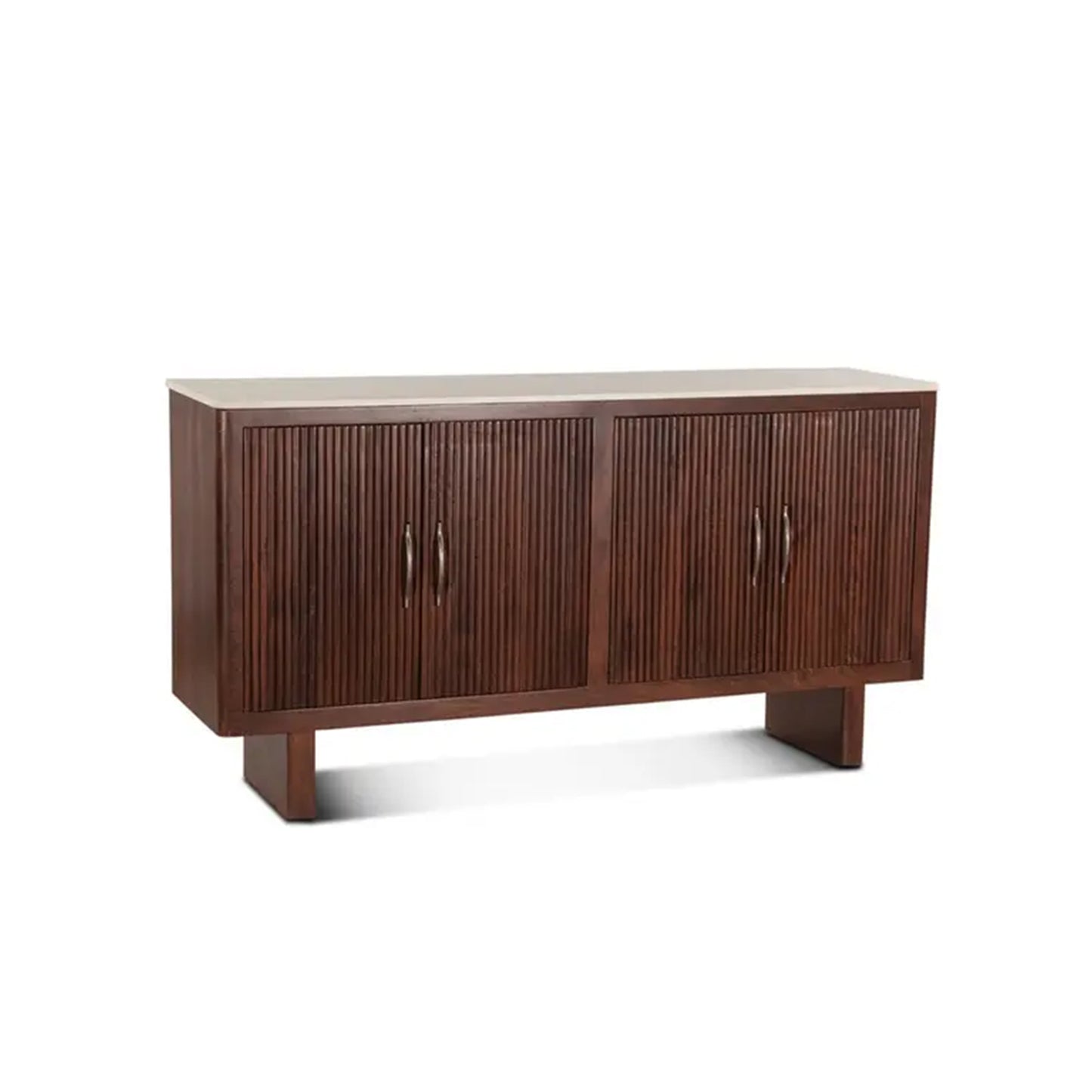 Positano 68" Mango Wood and White Marble Sideboard