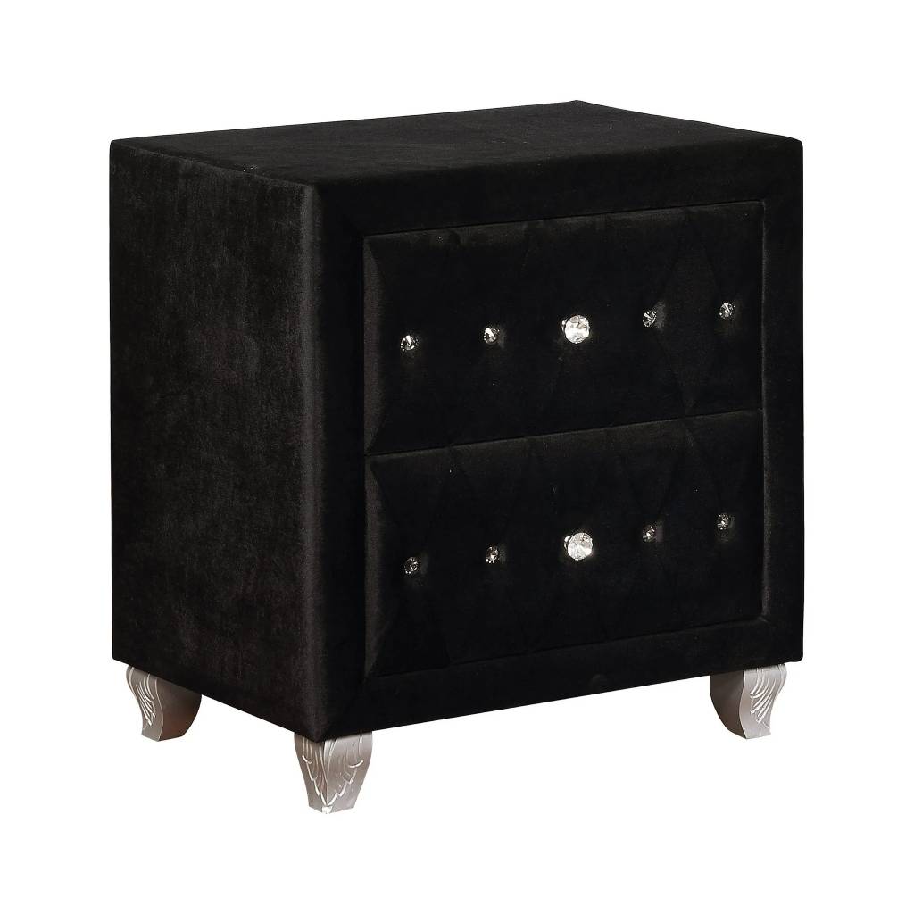 2-Drawer Rectangular Nightstand Black