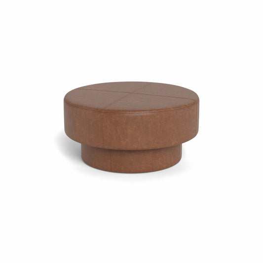 Benson Leather Footed Round Ottoman