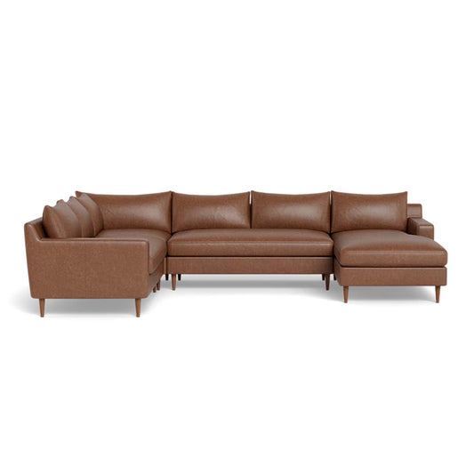 Sloan 4-Seat Leather Corner Sectional Sofa with Chaise