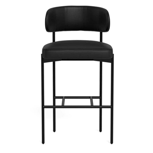 Hollis Leather Metal Framed Upholstered Bar Stool (Set of 2)