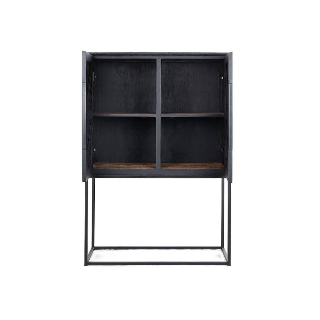 Charcoal Teak Wooden Cabinet - Black Finish