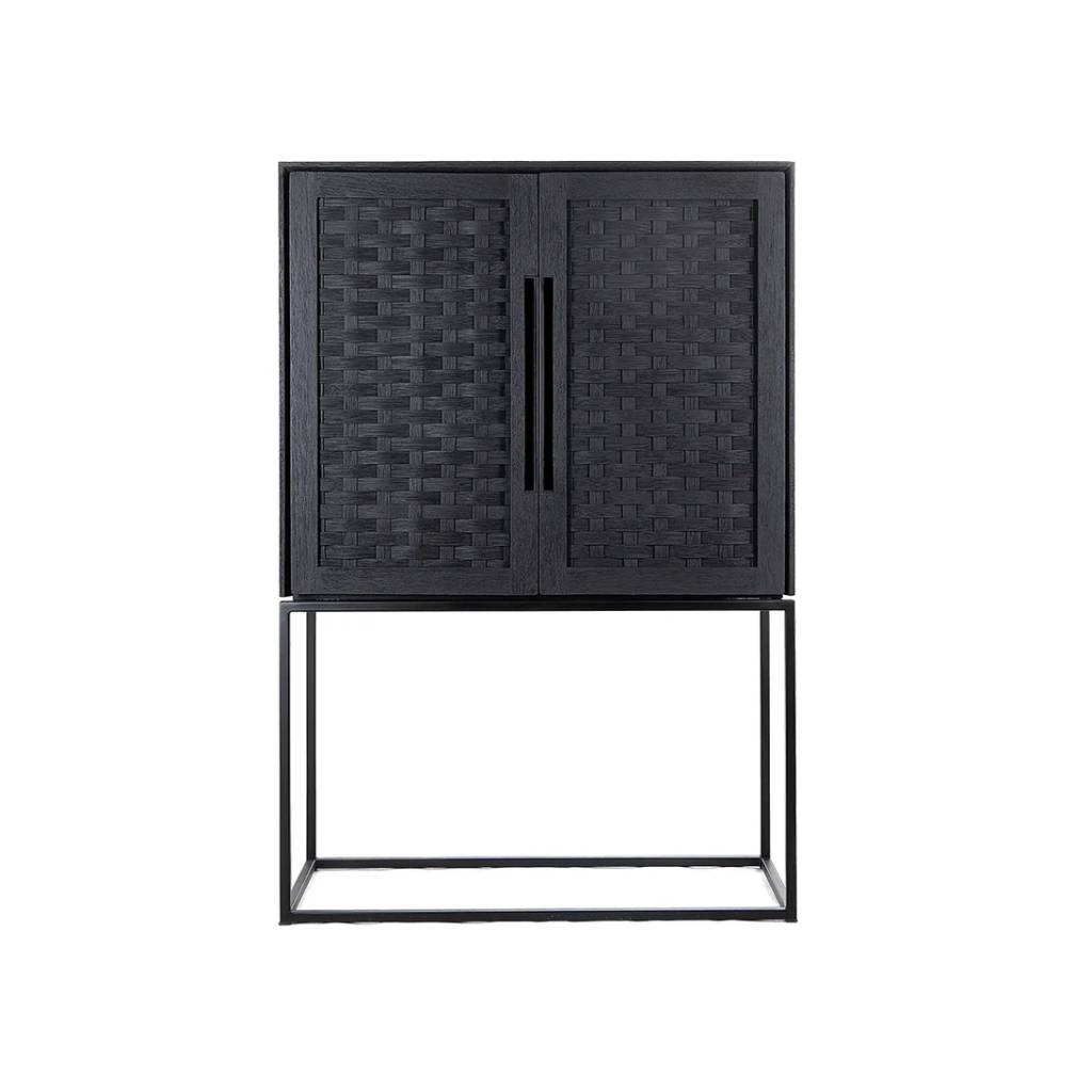 Charcoal Teak Wooden Cabinet - Black Finish