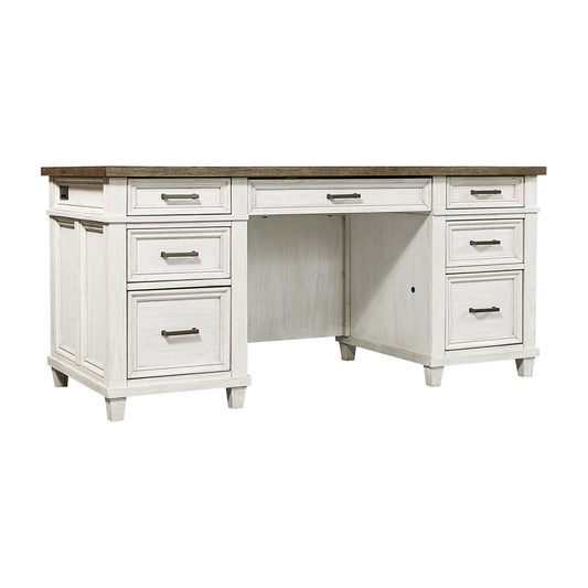 Emery Park - Caraway 66" Executive Desk in Aged Ivory Finish