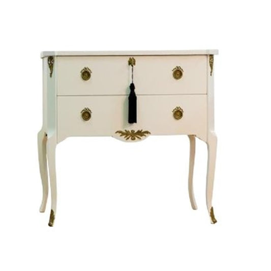 Gustavian Style Commode in White with Brass Details