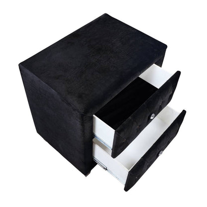 2-Drawer Rectangular Nightstand Black