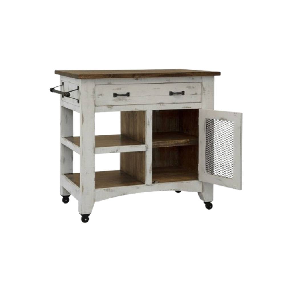 Pueblo White 1 Drawer, 1 Mesh Door Kitchen Island