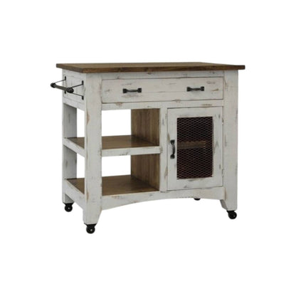 Pueblo White 1 Drawer, 1 Mesh Door Kitchen Island