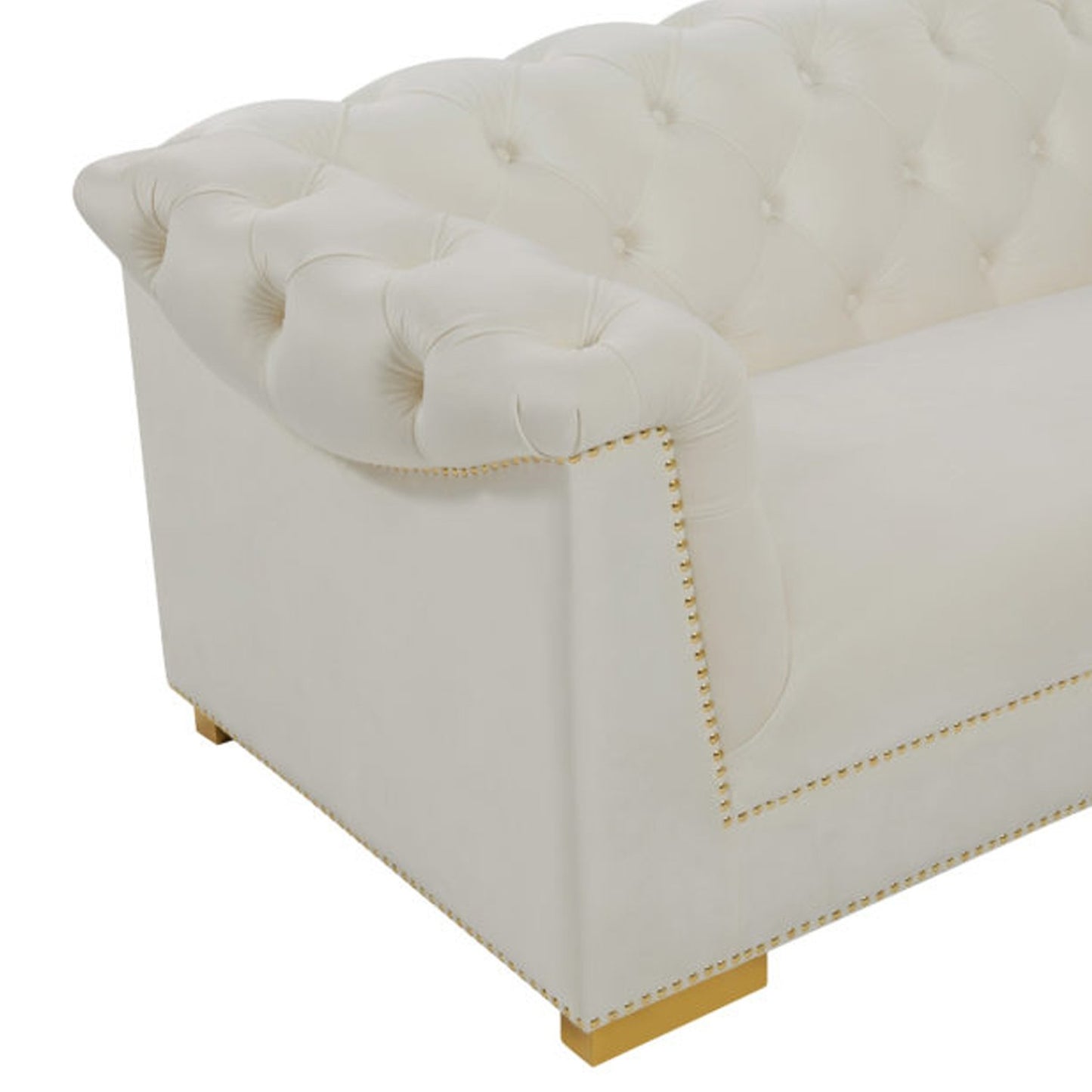 Farah Creme Velvet Sofa - Lux Home Decor