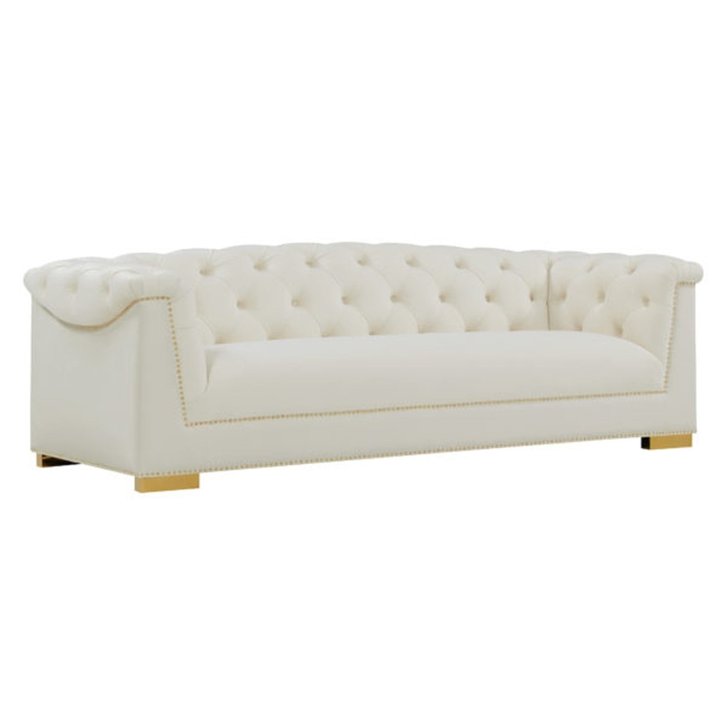 Farah Creme Velvet Sofa - Lux Home Decor