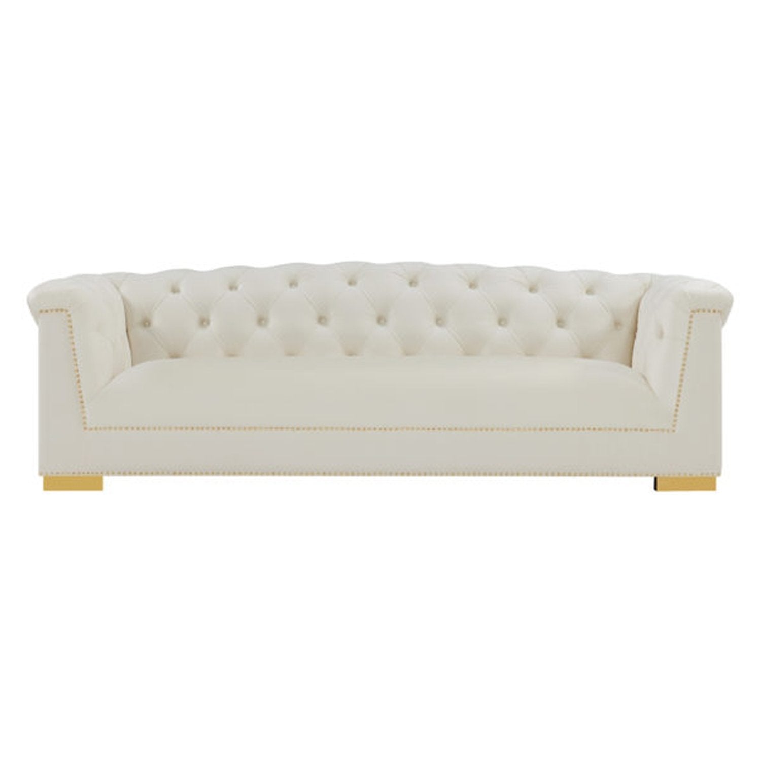 Farah Creme Velvet Sofa - Lux Home Decor