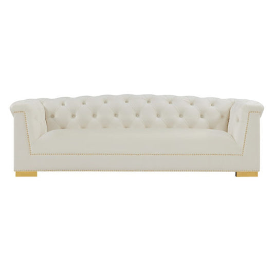 Farah Creme Velvet Sofa - Lux Home Decor