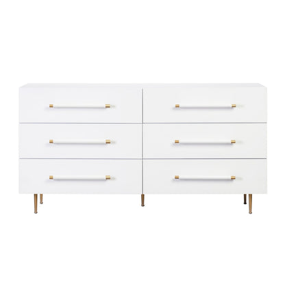 Trident White 6 Drawer Dresser - Lux Home Decor